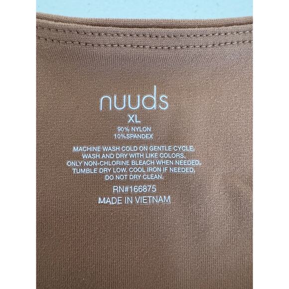 Nuuds Longsleeve Crewneck Bodysuit Brown Size XL - Picture 3 of 4